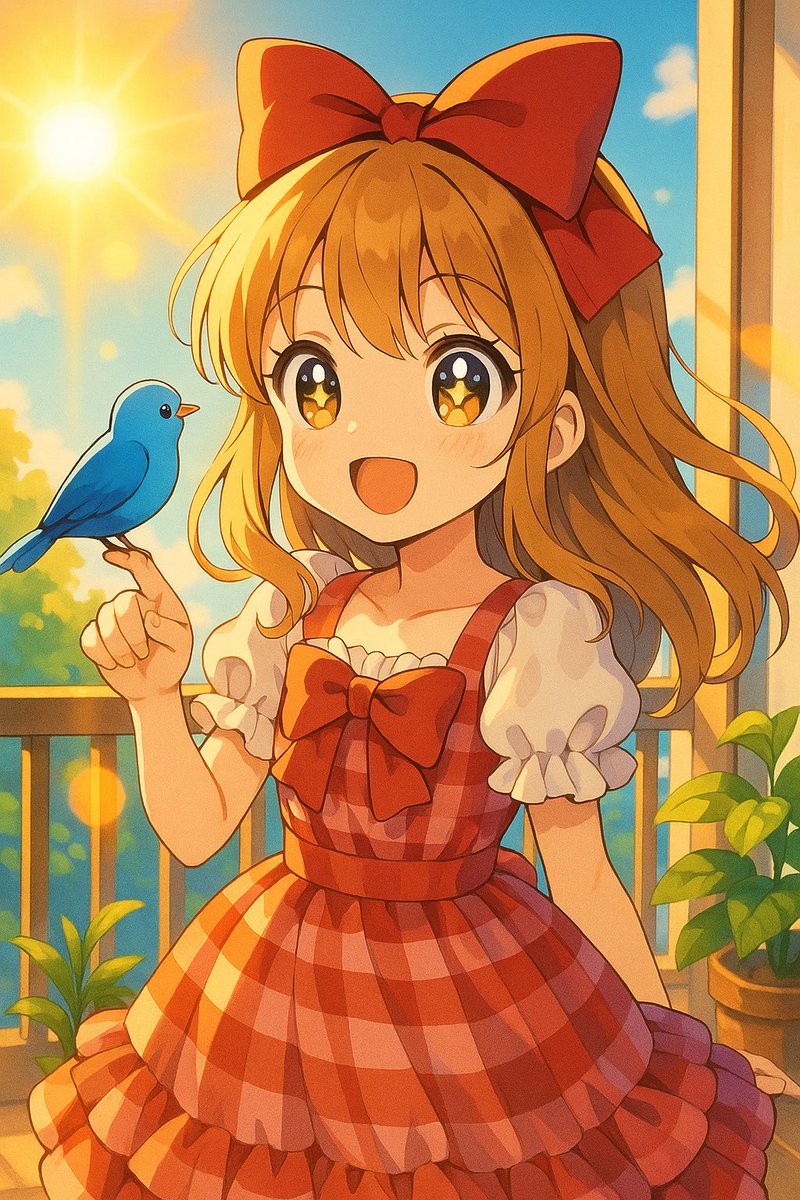 おはようございます☀️
小鳥さんもいっしょに、朝のごあいさつ♪
#AIart