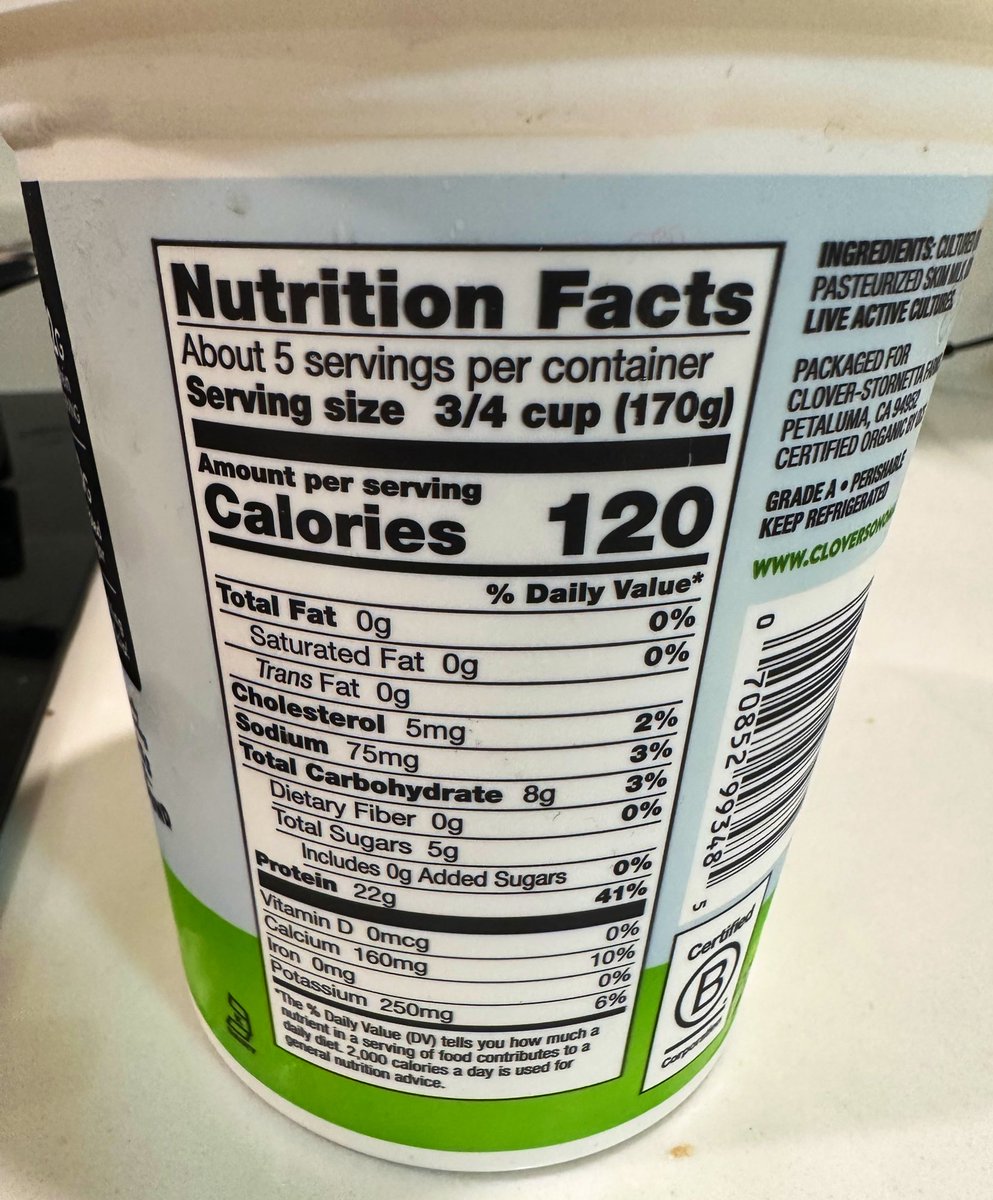 free_style_chef's tweet image. I thought Fage brand of Greek yogurt was the king of high protein yogurt. 

I’ve just discovered this one! 22g protein per serving. And it’s super thick and creamy! 

Best part - Costco carries it! 

#yogurt #yogurtbowls #highprotrin