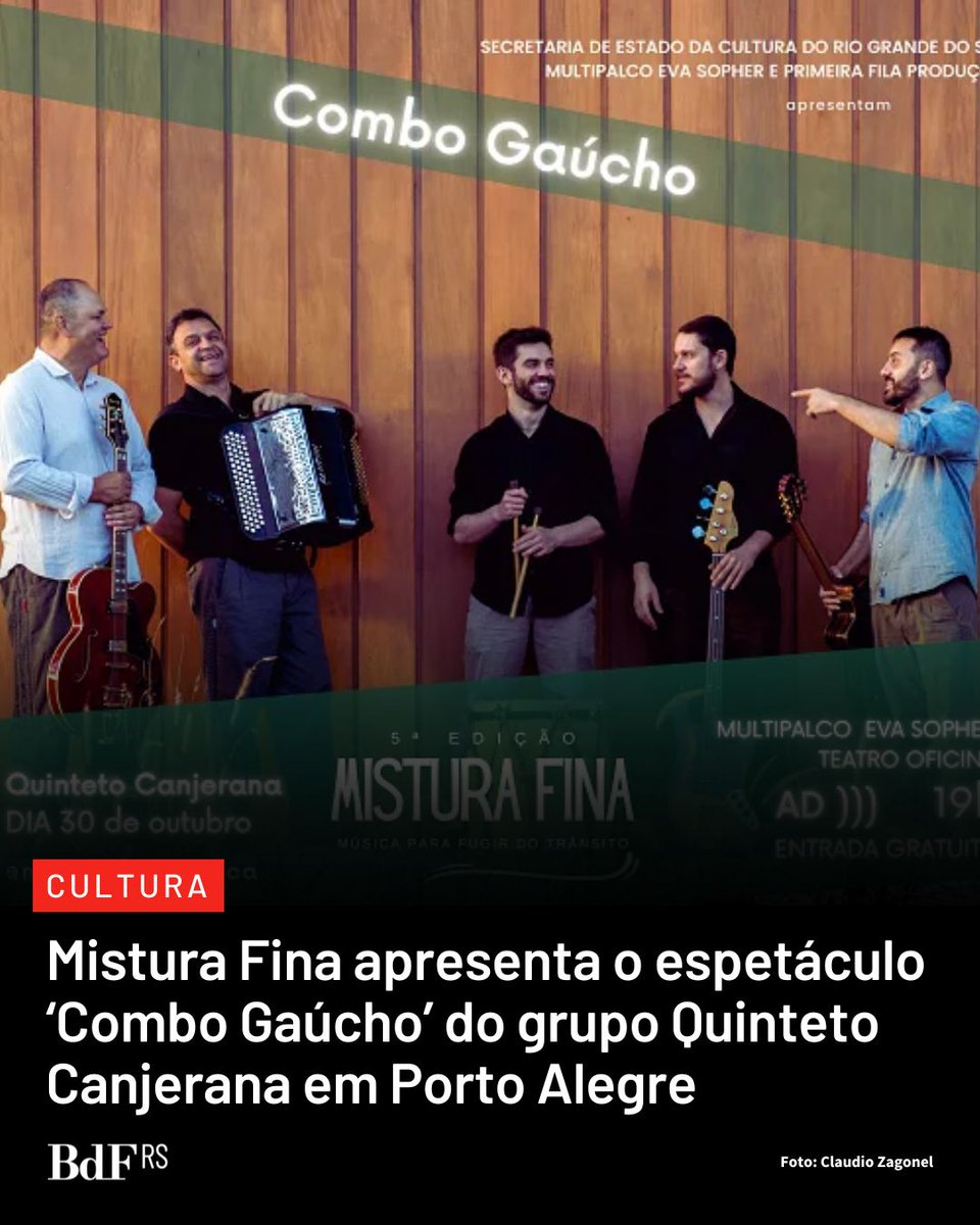 MÚSICA 🪗

Grupo instrumental gaúcho une tradição nativista e experimentação contemporânea em show gratuito nesta quinta (9)

📲 Leia na íntegra em #BdFRS

tinyurl.com/2yau329w
.
.
.
🔴 Apoie a imprensa local independente

➡ apoia.se/amigosdobrasil…
