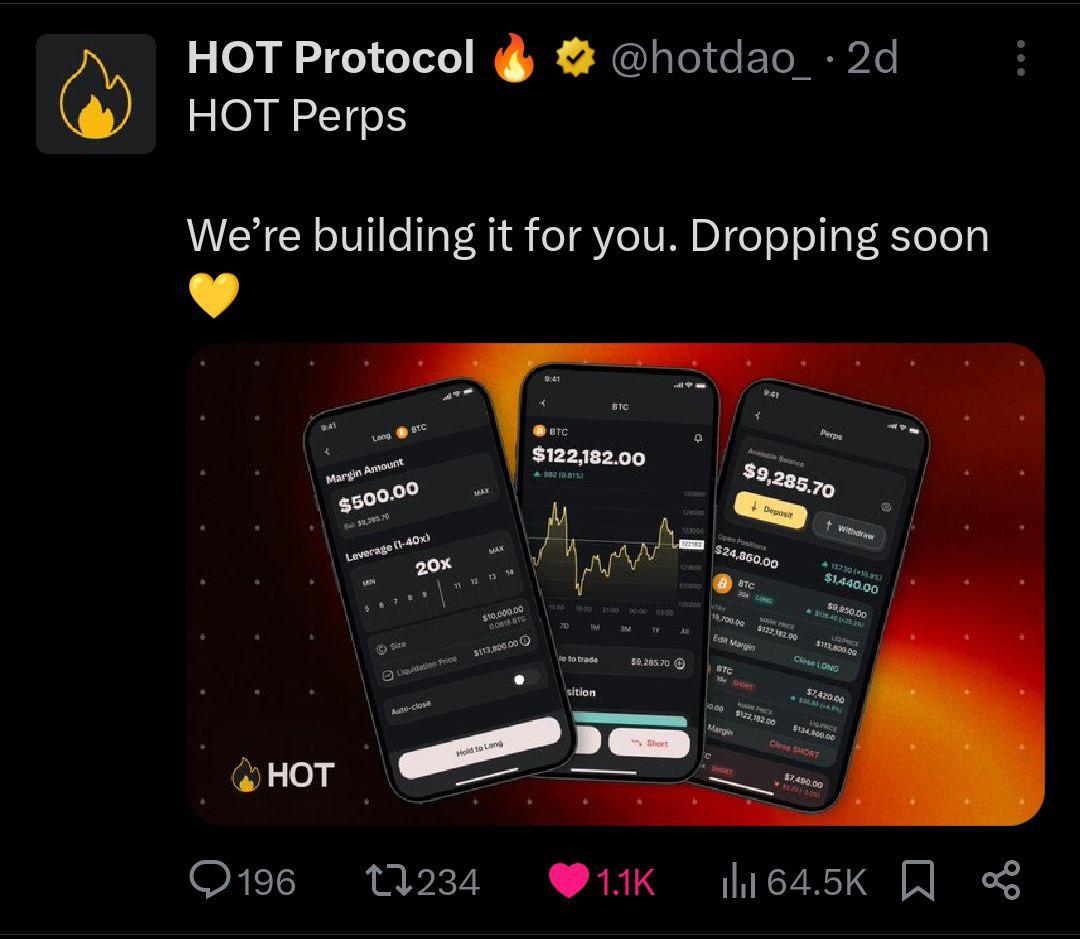 *🔥 HOT Perps will drop in October : It will require 2FA, and as per the roadmap, after 2FA, they may announce TGE (Expected in December)*

*🤘 Keep Claiming HOT Daily and Do Some Weekly Swap or Bridge to Make Your Wallet Active*

*🪙 NEAR Blockchain Season has already started.