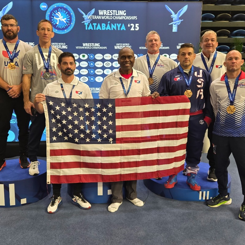 USAWrestling's tweet photo. The U.S. team picked up six men’s freestyle medals, including a spotlight silver medal from Stephen Horton, on the first day of wrestling at the Veteran World Championships.