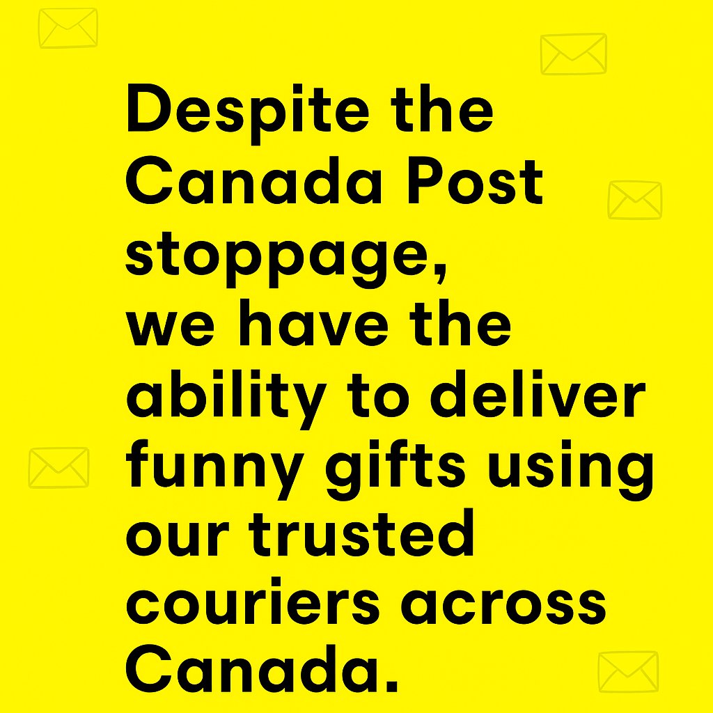 DannaBananas's tweet photo. Canada Post strike? We’ve got you covered. 🚚
#CanadaPostStrike #ShopLocalCanada #GiftDelivery #onlineshipping #onlineshopping #parcels #shopping #shipping #funnygifts #uniquegifts #noveltygifts #SupportSmallBiz #shopsmallbusiness #shopsmall #CanadaPost #shipping #Canada https://t.co/EV6DK5vTEk