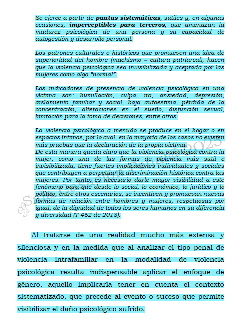 Siempre he sido muy critico con la CORTE en los temas del VIF, porque suele EXTRALIMITARSE FRENTE AL OBJETO DE ESTUDIO, en este caso es un tanto diferente ya que se hace un análisis juicioso de la PERSPECTIVA DE GENERO, su aplicación en las distintas etapas del proceso. 
Otro
