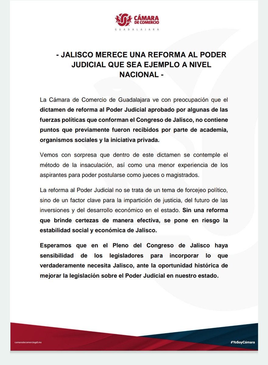 adrianalunacruz's tweet image. Ante el estira y afloja en el @LegislativoJal el #sectorempresarial se pronuncia #ReformaPoderJudicial 
@CamaradeCom_GDL @ComCoparmex