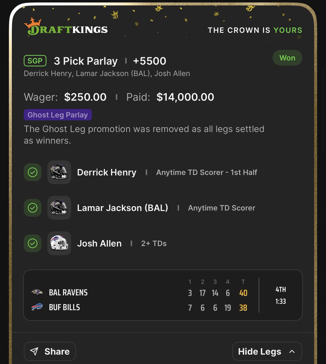 All_Hail_Bets's tweet photo. @CantCheck21 @br_betting @DKSportsbook No it all just depends on your average bet. And if you have a VIP host that helps too. https://t.co/EdebLxD4jE