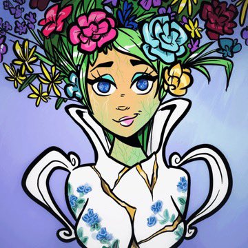 “There is a crack in everything. That’s how the light gets in.”– Leonard Cohen✨

She’s one of my favorite <a href="/MetaVixensNFT/">MetaVixens 💎💜</a> and I don’t post her nearly enough. 

She reminds me that beauty and strength can bloom through the broken - fragile yet radiant, perfectly imperfect 🌸