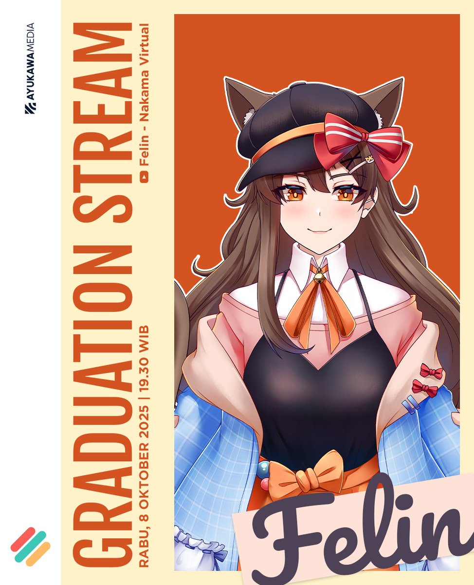 Jangan lupa buat sapa Felin untuk terakhir kali di graduation stream nya! Catat tanggal mainnya!

Rabu, 8 Oktober 2025
19.30 WIB
Youtube Felin - Nakama Virtual
youtube.com/live/4S01JHE-9…

Tidak ada kesan tanpa kedatangan kalian! 😻❤️

#nakamavirtual #felin #vtuber