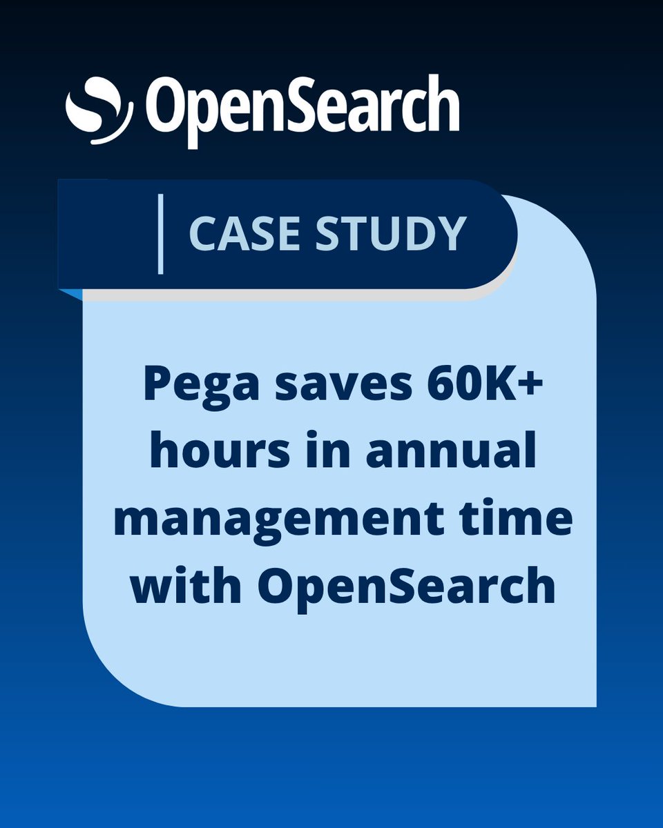 OpenSearchProj's tweet image. See agentic AI in action! Explore how Pega&apos;s journey to power search at scale with OpenSearch led to saving +60K hours of annual engineering time. 

Working with NetApp Instaclustr, Pega migrated &amp;gt;1K Elasticsearch nodes to OpenSearch while improving security to support 2M monthly…
