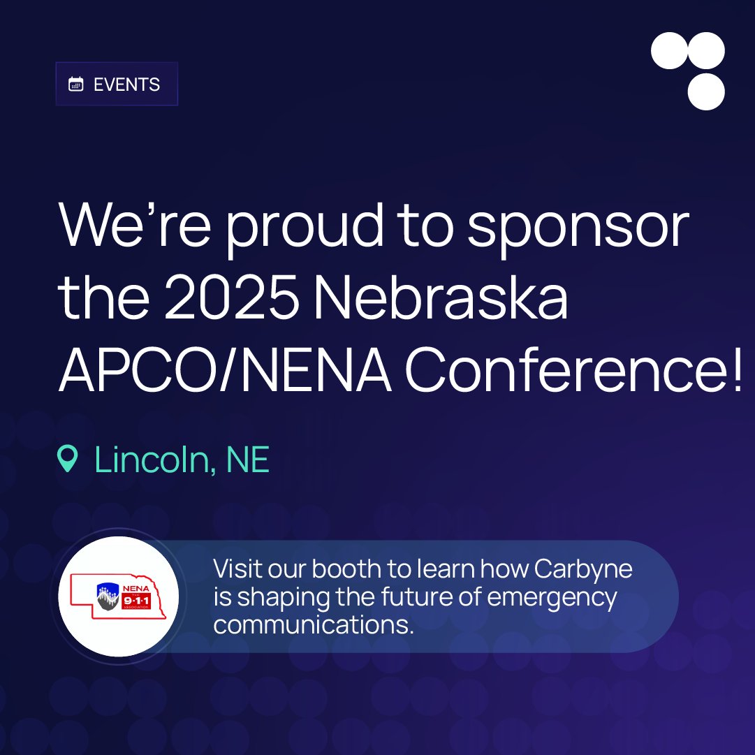 carbyne911's tweet image. We’re proud to sponsor the 2025 Nebraska APCO/NENA Conference in Lincoln, NE!

Visit our booth to learn how Carbyne is shaping the future of emergency communications.

Click here to book a meeting with our team today! calendar.google.com/calendar/u/0/a…

#PublicSafetyTech #NextGen9