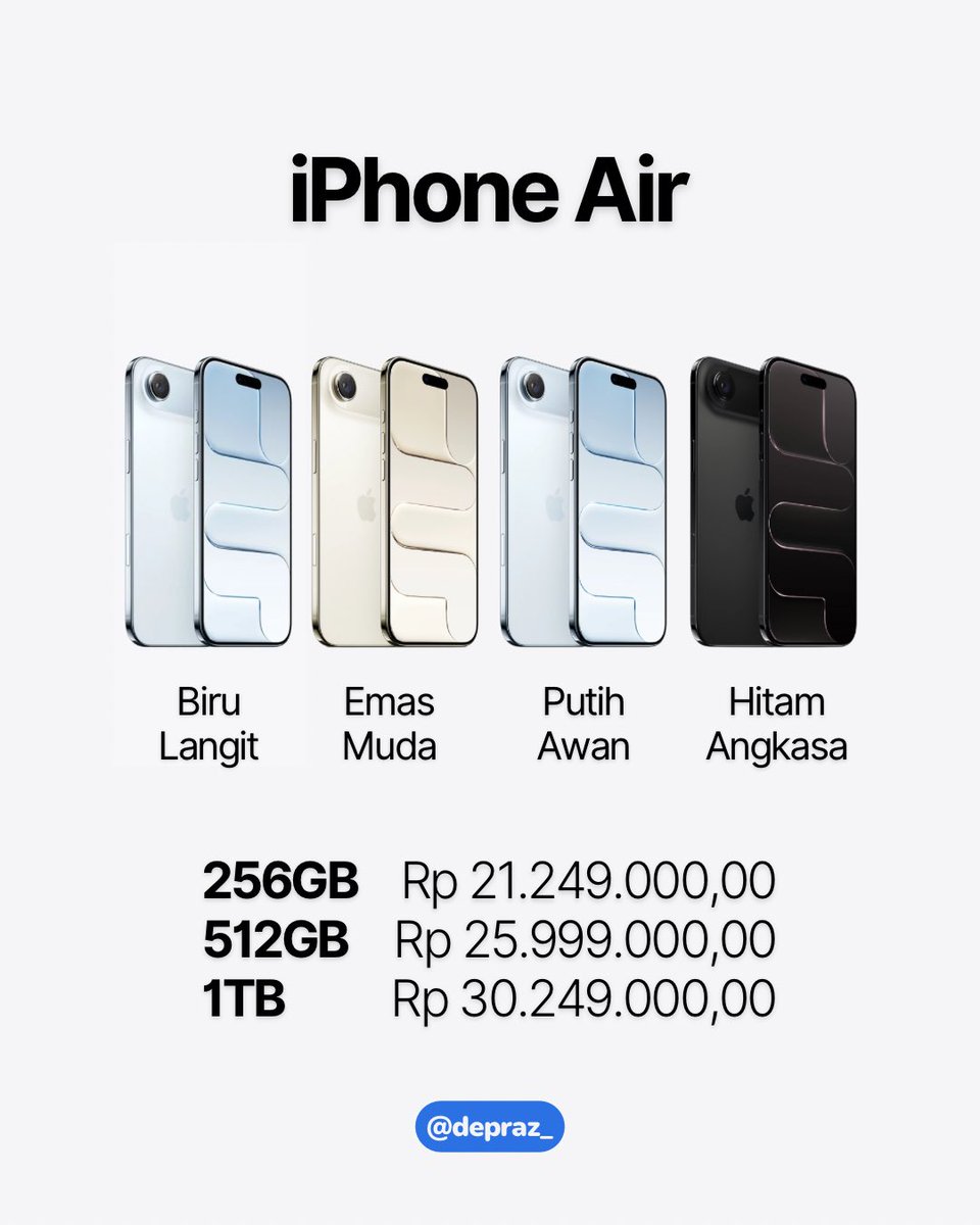 depraz's tweet photo. Harga Resmi iPhone 17 Series di Indonesia🇮🇩 https://t.co/NPrMqd14ge