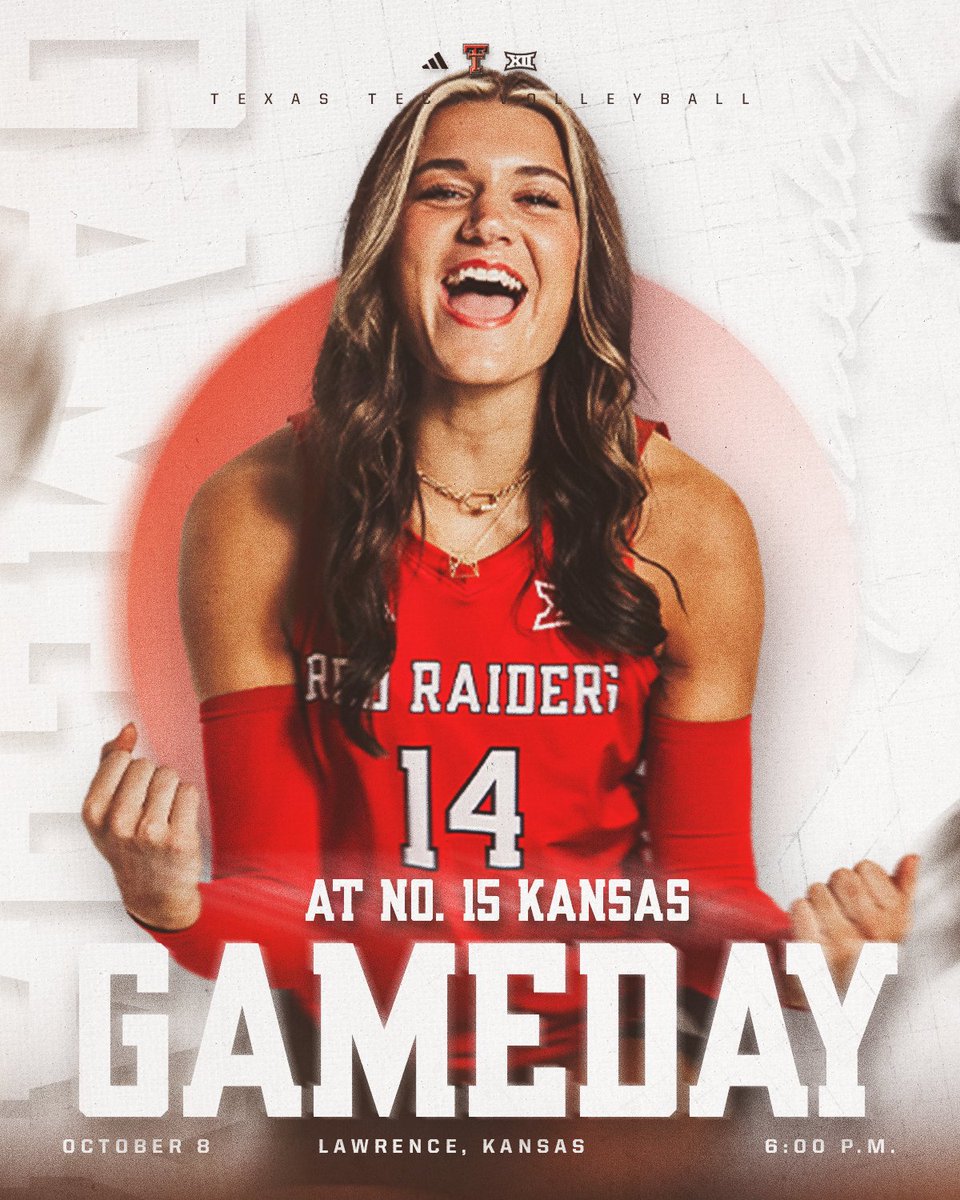 TexasTechVB's tweet image. Match day in Lawrence

🆚No. 15 Kansas
⏰6 p.m.
🏟️Lawrence, KS

📊wreckem.co/3IXQ7Cu
📺wreckem.co/48kKx7C