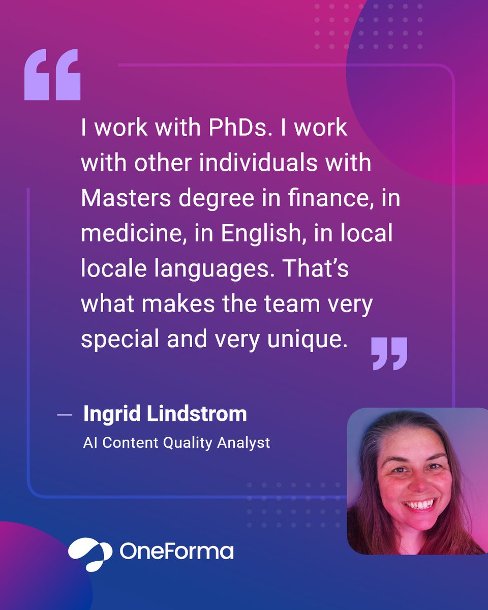 OneForma_cm's tweet image. Experts wanted! 🌍

OneForma isn’t just translation: join a team of PhDs, finance pros, medical specialists &amp;amp; more. Find unique projects, and grow your career!

Sign up: go.oneforma.com/46ExZqq #Freelanceworkers #remotework #remoteworkers