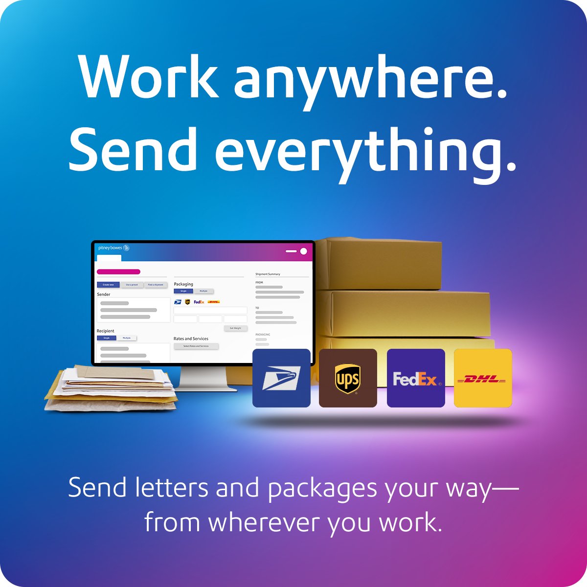 PitneyBowes's tweet image. Send letters and packages directly from your home or office. Work anywhere, send everywhere. spr.ly/6011AYFrl #mail #mailingsolutions #tech