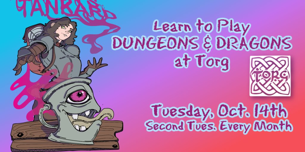 Launch a new adventure next Tuesday and learn to play Dungeons &amp; Dragons at Torg.
ow.ly/22g850X6OYy
#dungeonsanddragons #dnd #rpg #tabletoprpg #funthingstodoanoka #taproomfun #torgbrewery #springlakeparkmn