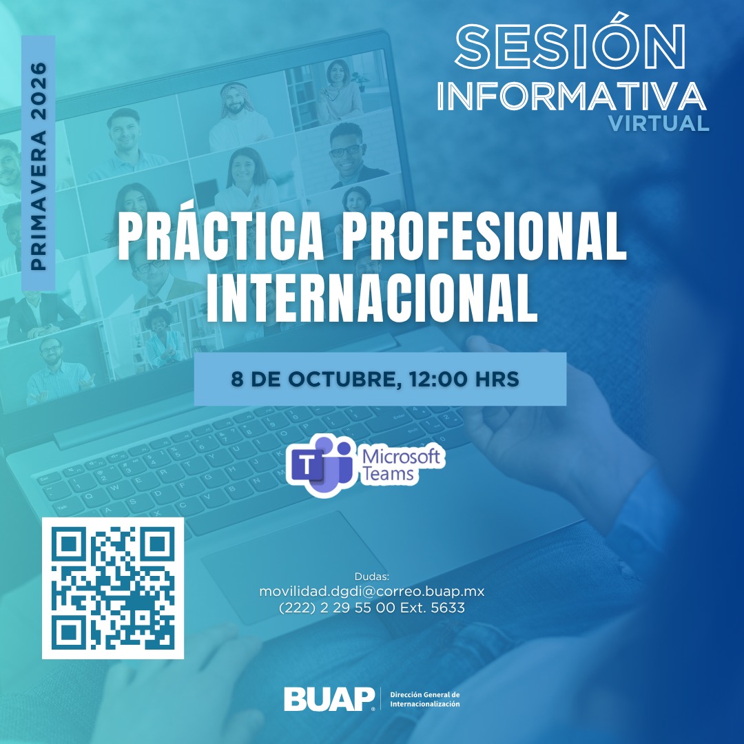 buap_fcc's tweet image. 🌍 ¿Te interesa una Práctica Profesional Internacional en Primavera 2026?
📅 No te pierdas la sesión informativa este 8 de octubre a las 12:00 h vía Teams.
🔗 bsu.buap.mx/fLK
🆔 241 866 447 848 7 | 🔐 bv6Mr3kT
#BUAP #PrácticaInternacional #MovilidadEstudiantil