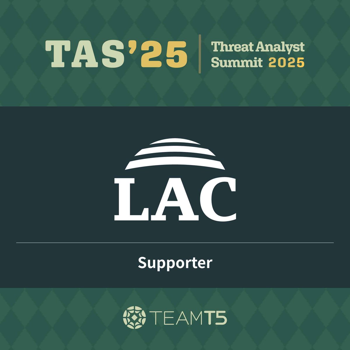✨ #ThreatAnalystSummit2025 の #Supporter としてご協力いただいた 株式会社ラック様に心より感謝申し上げます。

皆様のご尽力とご支援が本サミットの成功に大きく貢献しました。
今後とも変わらぬご信頼とご協力をよろしくお願いいたします。

#sponsorship #TAS #TeamT5 #サイバーセキュリティ