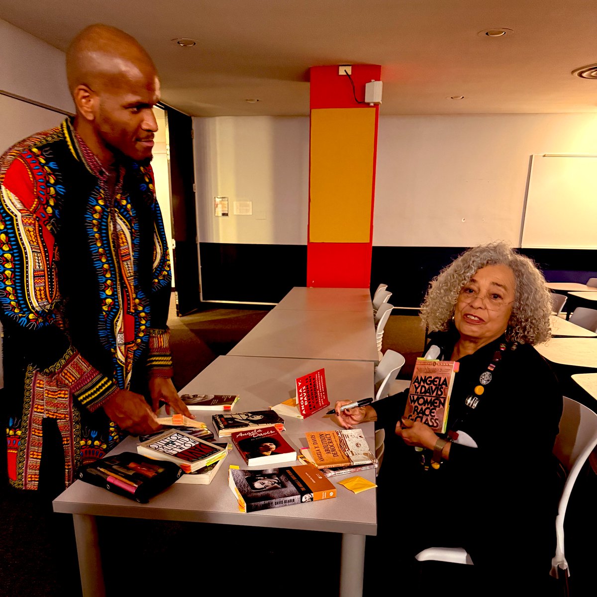 It was an absolute honor to meet the legendary ANGELA DAVIS this past weekend in Chicago! — (pictured signing my books😀) — Major props to NICOLE MITCHELL for assembling such an incredible band to pay tribute to one of the most important voices in the struggle for human rights!