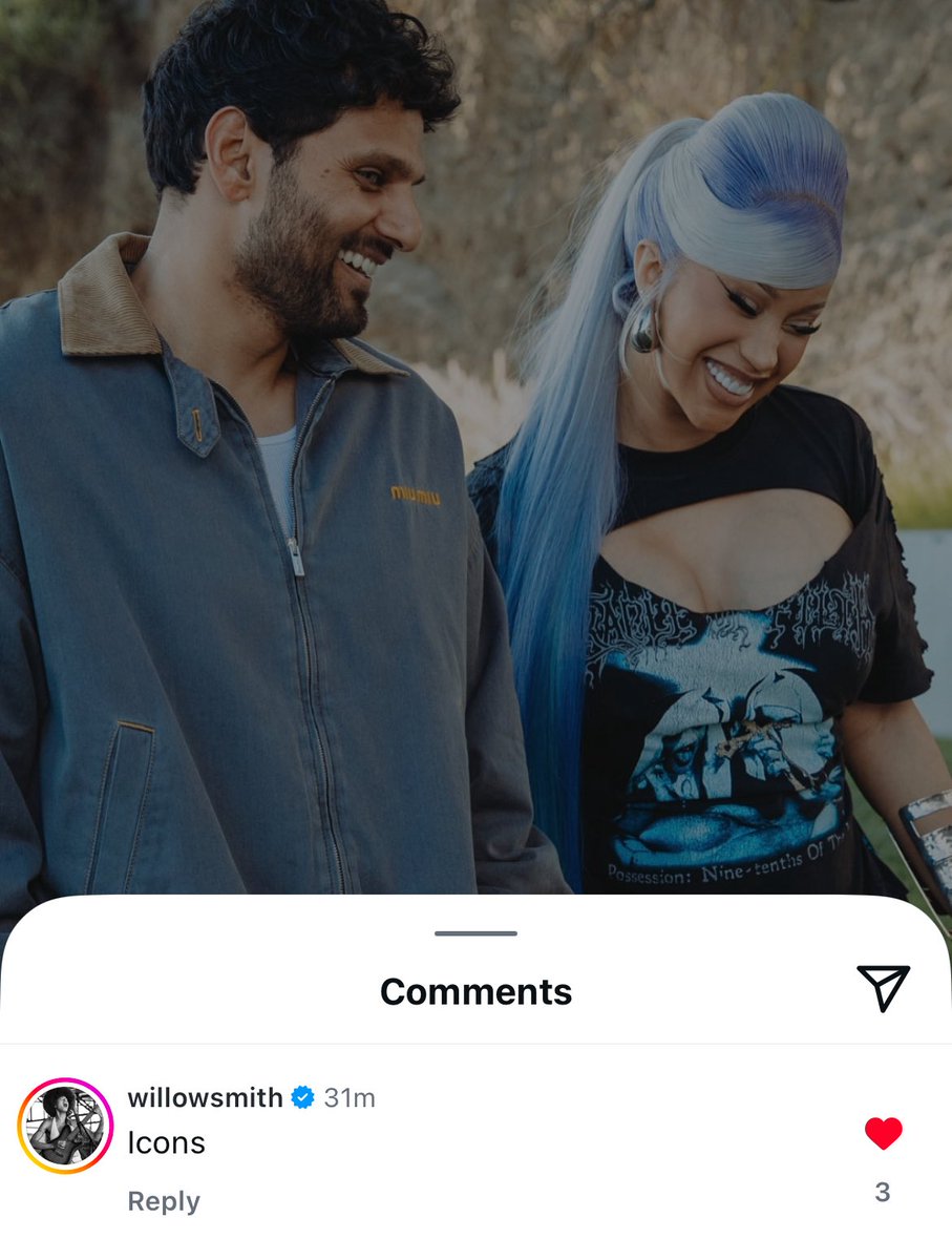 CelebLoveBardi's tweet image. Willow Smith calls Cardi B and Jay Shetty icons.