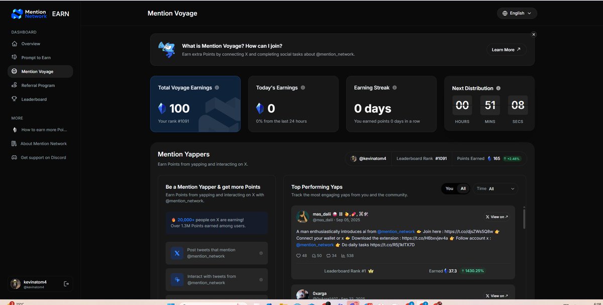 kevinatom4's tweet image. Not earning enough from your yaps? 😏
@mention_network just cranked it up — 10x POINTS for Mention Voyage yappers! 🚀
Create, reply, or just vibe with the tweets — every action now pays ten times more.
No prompts. No grind. Just pure engagement energy. ⚡
Start stacking 👉…