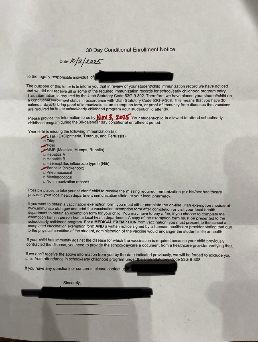 The school my kids go to is demanding proof of immunizations and threatening we have 30 calendar days to comply.
So I fired off an exemption letter tonight. Thanks to <a href="/DefendingUtah/">Defending Utah</a> and <a href="/KSChevrier/">Kristen Chevrier</a>