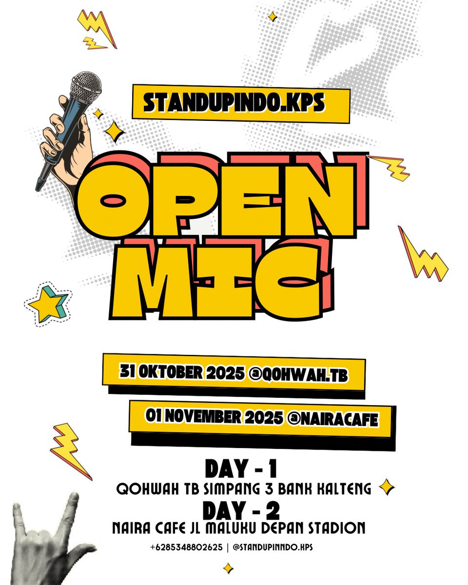 StandUpKPS's tweet photo. Hai hai we are come back 

Open mic nite coming soon setelah hilang di telan SISKAEEE. Eehh https://t.co/oDu4II0OPD