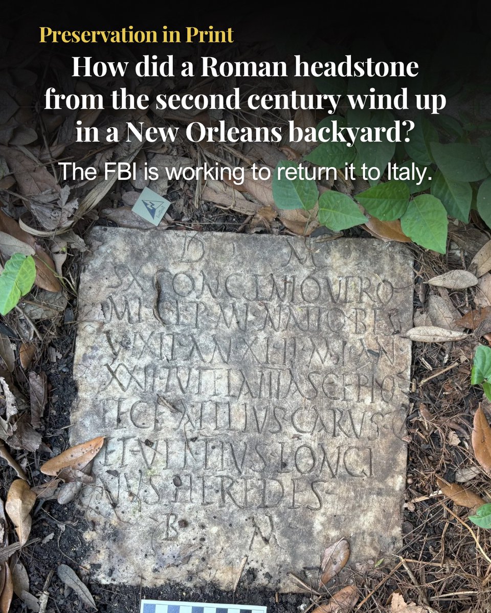 How did a second-century Roman headstone wind up in a New Orleans backyard? The FBI is working to return the ancient artifact to its rightful owner in Italy after a team of experts started digging for clues in this international mystery: prcno.org/how-did-a-2nd-…