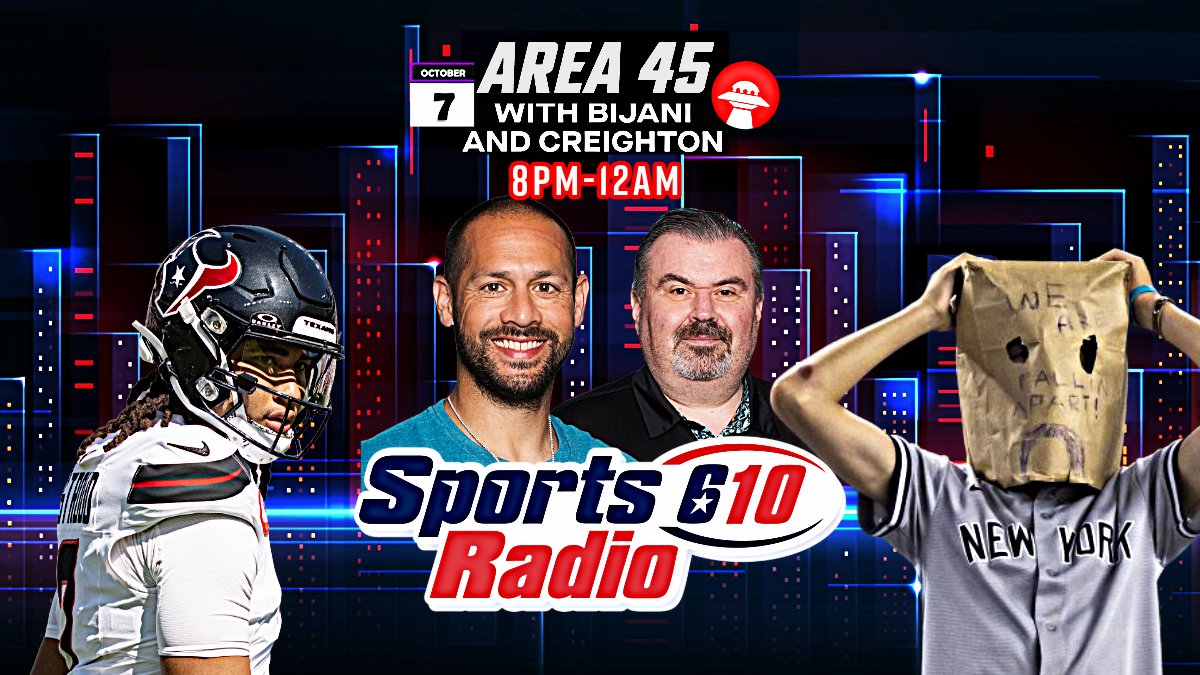 SportsRadio 610 (@sportsradio610) on Twitter photo AREA 45s 9pm hour LIVE on a Tues in the H w/ <a href="/ShaunBijani/">Shaun Bijani</a> <a href="/PCreighton1/">Patrick Creighton</a> & <a href="/chrissX17/">Chris Santiago</a>!🛸
♦️Where's MIXON!?🚨
▫️NOT your same ol' AFC South..😲
♦️HOT Leads 9:40!🔥
▫️Will Yanks survive Canada tonight!?🇨🇦
♦️What we learned from Texans GM Caserio this AM👀
Listen/Watch LIVE LINKS!⏬ AREA 45s 9pm hour LIVE on a Tues in the H w/ <a href="/ShaunBijani/">Shaun Bijani</a> <a href="/PCreighton1/">Patrick Creighton</a> & <a href="/chrissX17/">Chris Santiago</a>!🛸
♦️Where's MIXON!?🚨
▫️NOT your same ol' AFC South..😲
♦️HOT Leads 9:40!🔥
▫️Will Yanks survive Canada tonight!?🇨🇦
♦️What we learned from Texans GM Caserio this AM👀
Listen/Watch LIVE LINKS!⏬