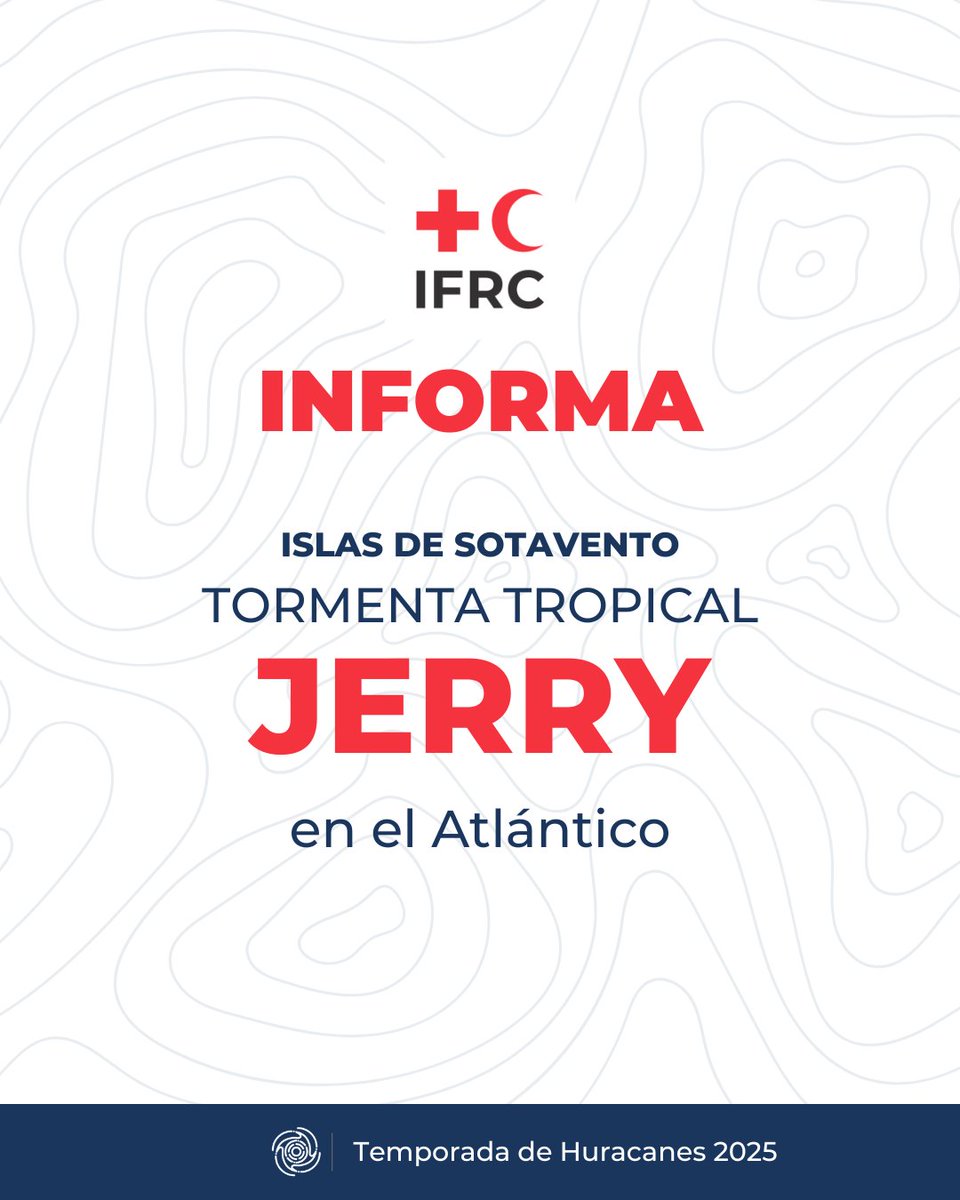 IFRC_es's tweet photo. #IFRCInforma 🌧️
La tormenta tropical Jerry avanza hacia el oeste con vientos de 85 km/h y podría convertirse en huracán.
Se espera que fuertes lluvias afecten las islas de Sotavento en los próximos días. https://t.co/D0lvLXTYqn
