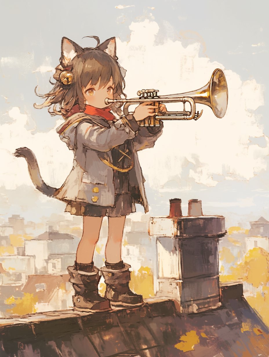 Smile　トランペットを持つ猫の絵 下位賞 #猫絵 #猫 #猫イラスト #猫アート #catartist #catart