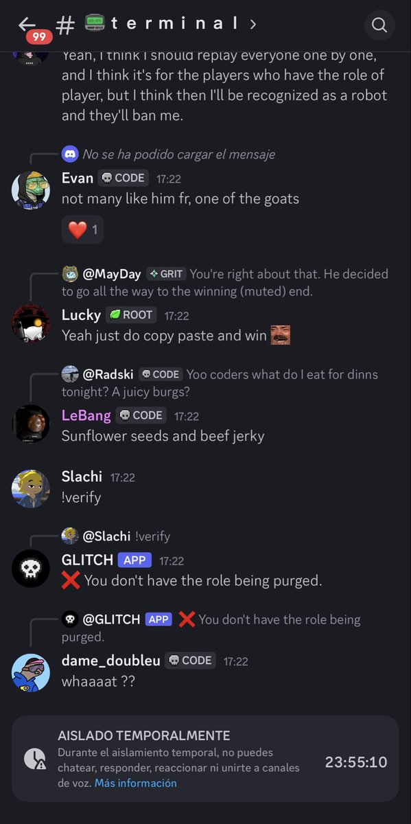 No way I got banned from <a href="/codegamedotfun/">CODE GAME</a> for pretending to be AI, fucking retards 😭