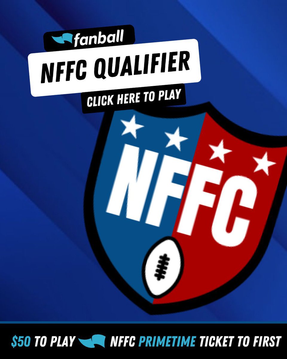 THIS SUNDAY! Win a spot in the 2026 NFFC PRIMETIME on <a href="/Fanball/">Fanball</a>. $50 to enter, 50 teams max — winner earns a spot in our most prestigious Fantasy Football event! fanball.com/contests/nfl/L…