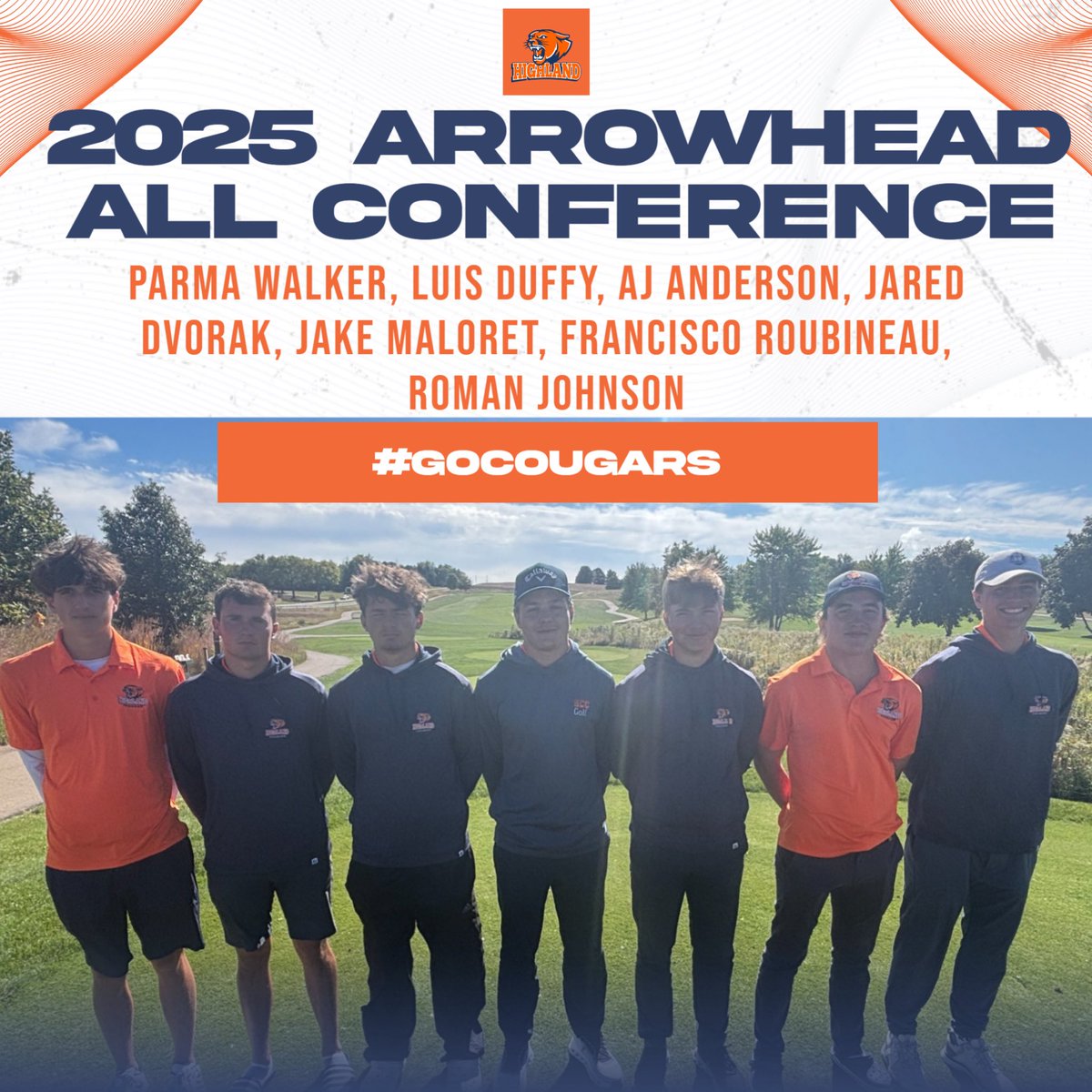 ⛳️ Cougars finish 2nd in a battle with rival Black Hawk!
🔥 Francisco Roubineau wins medalist honors with 76-70-71 (+1), 5 shots clear of the field — first Cougar champ since April 2024!
💪 Program-record 7 Cougars named All-Conference!
#GoCougars #HighlandGolf