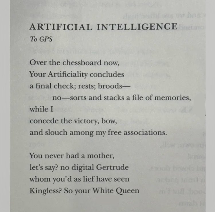 Joseph_Fasano_'s tweet image. I can&apos;t stop thinking about Adrienne Rich&apos;s poem about AI, written in 1961.
