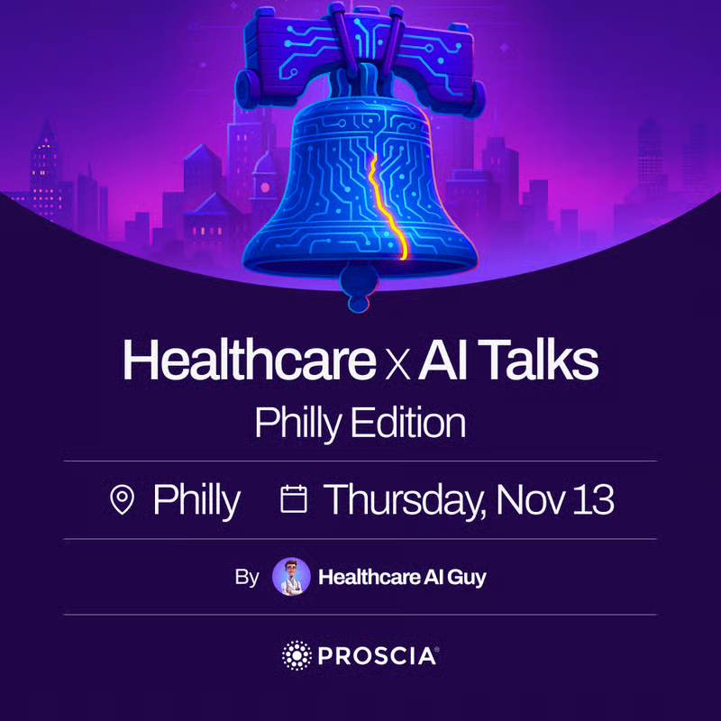 HealthcareAIGuy's tweet photo. If you're in Philly, come hang out in November!

Join @davidwest_irl, CEO/Founder of @Proscia, and others (TBA...) — we’ll have a panel of founders, investors, &amp; a crowd of builders, execs, and enthusiasts.

If you are interested in sponsoring and/or speaking, let us know ⚡ https://t.co/vdCL5Clj5W