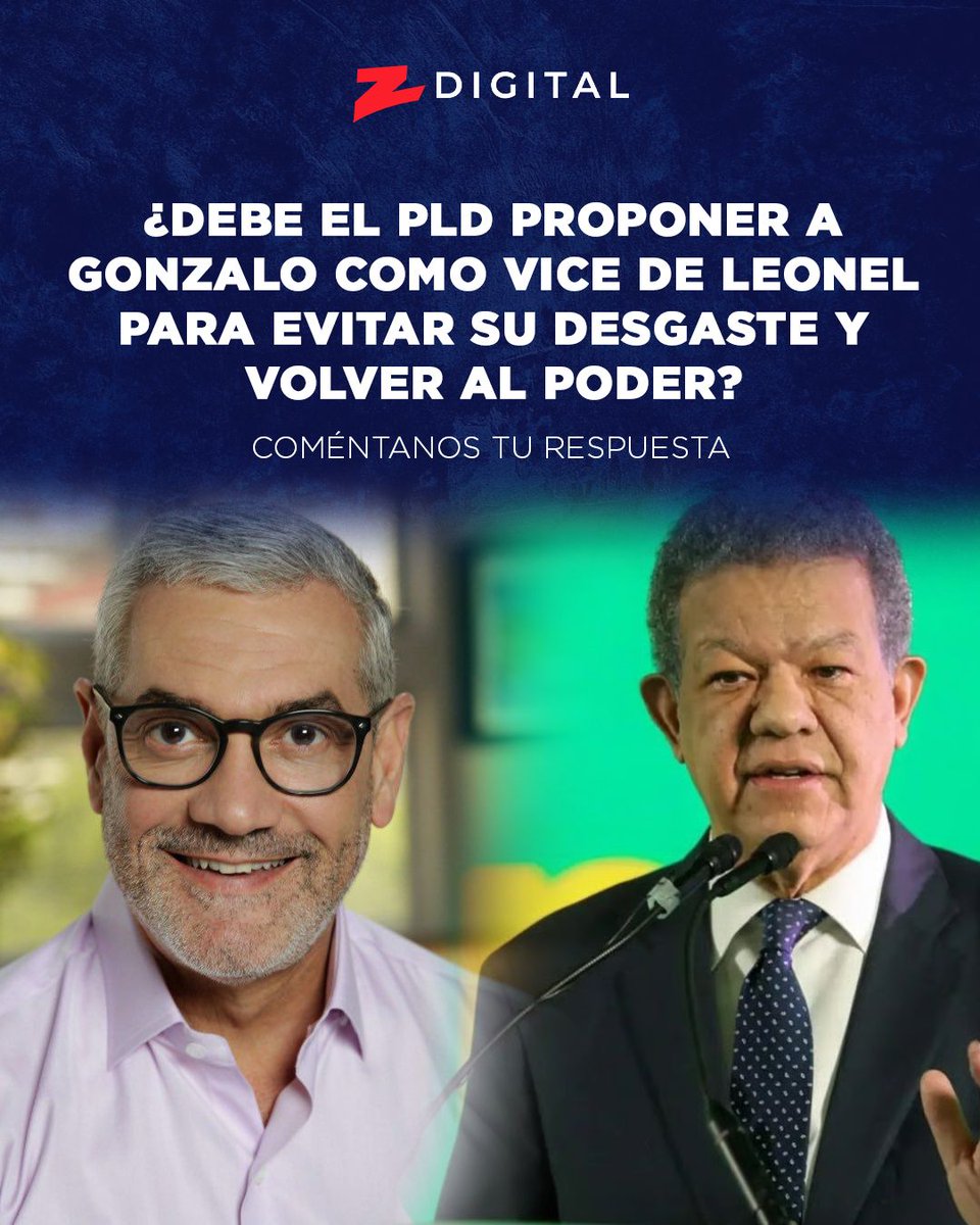 z101digital's tweet image. ⁉️ [#ZEncuesta] ¿Debe el PLD proponer a Gonzalo como vice de Leonel para evitar su desgaste y volver al poder?

🔘 Sí
🔘 No

Coméntanos tu respuesta.

#Z101 #ZDigital #Opinión #Encuesta #ElGobiernoDeLaTarde #PLD #LeonelFernández
