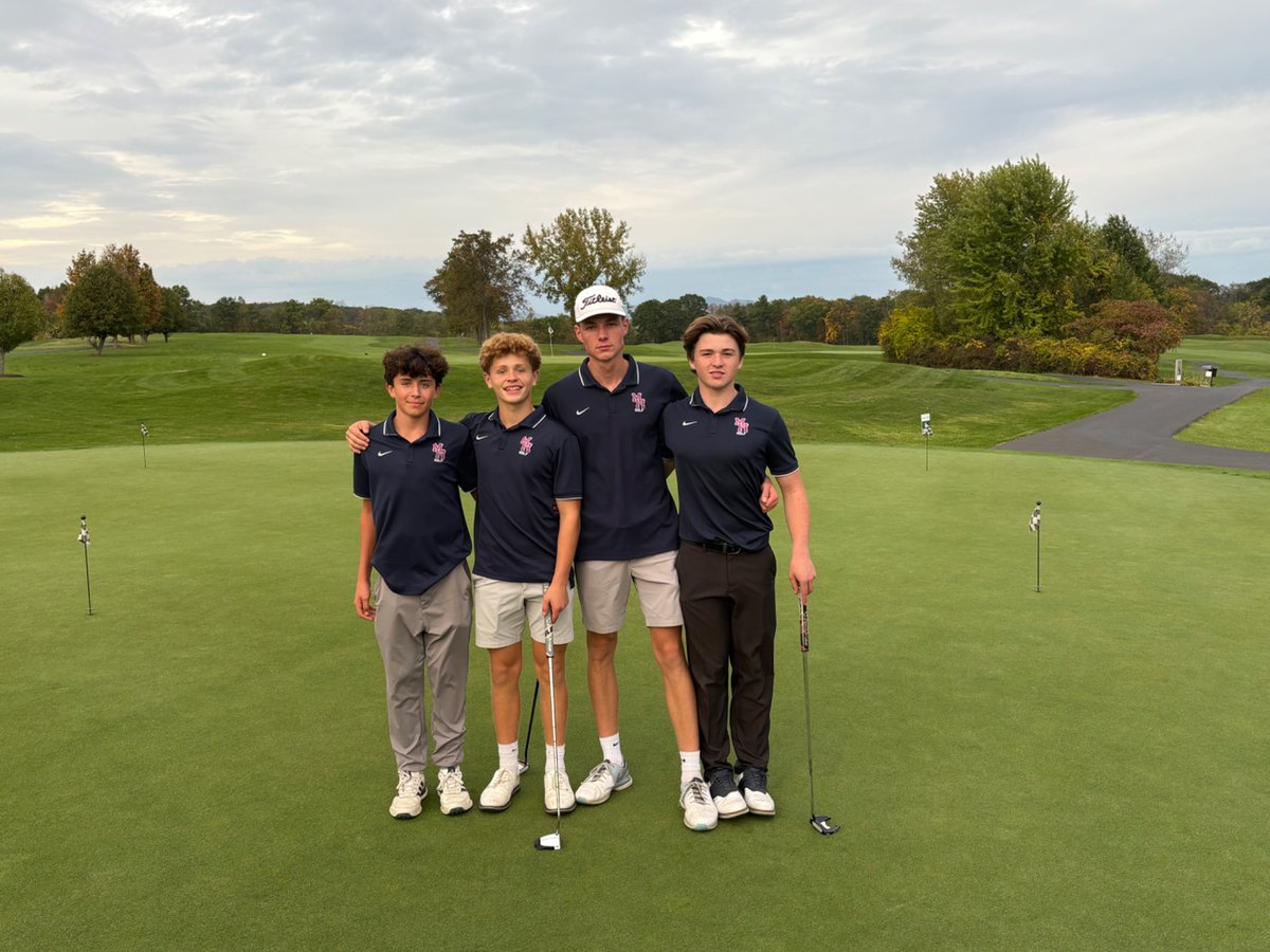MHHSGolf's tweet photo. Round 1 of sectional play was today. Maple Hill finished 5th out of 21 C/D teams, led by Nolan Mullahy’s 81 (par 72) and Jake Germaine’s 82. The best we’ve ever done for team! Nothing official yet, but waiting to hear if we will send 2 guys onto round 2! 🤞 @MH_Athletics https://t.co/q7DREWhOEU