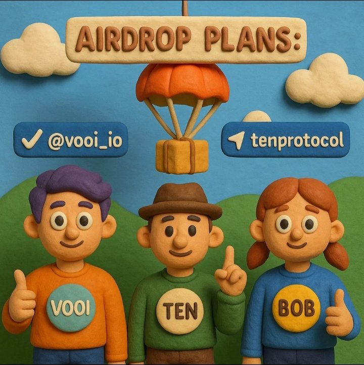 Airdrop Plans: VOOI • TEN • BOB

✓ <a href="/vooi_io/">vooi</a>
➙ VOOI already supports airdrop related tasks like trading, completing in platform quests, inviting friends. 

➙ The roadmap mentions that airdrop participation is baked into their user incentives. 

✓ <a href="/tenprotocol/">TEN (🔟/🔟)</a>
➙ TEN has run