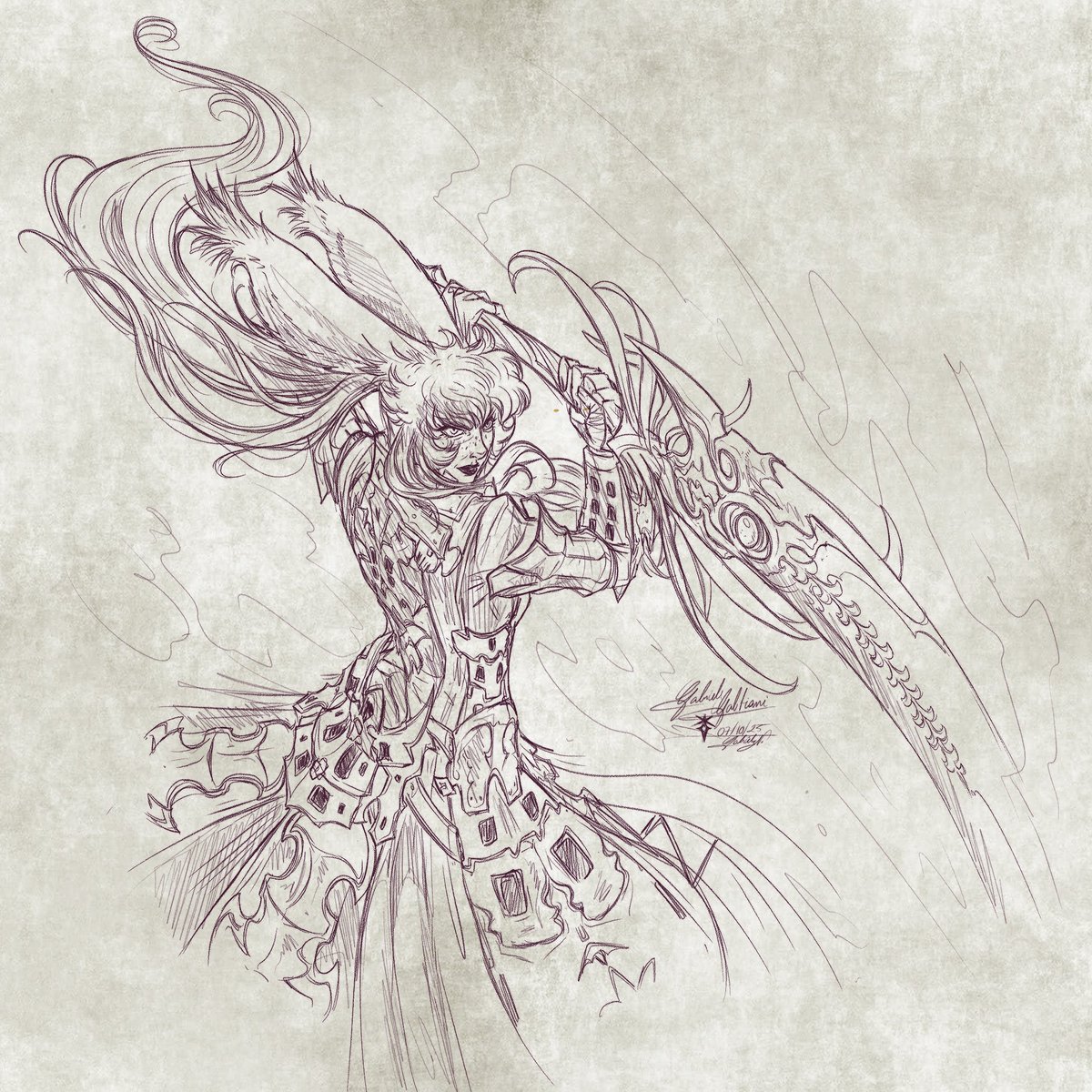 Quick (not too quick) sketch of my big-moody bunny girl. ~
#FFXIV  #myart  #FFXIVART