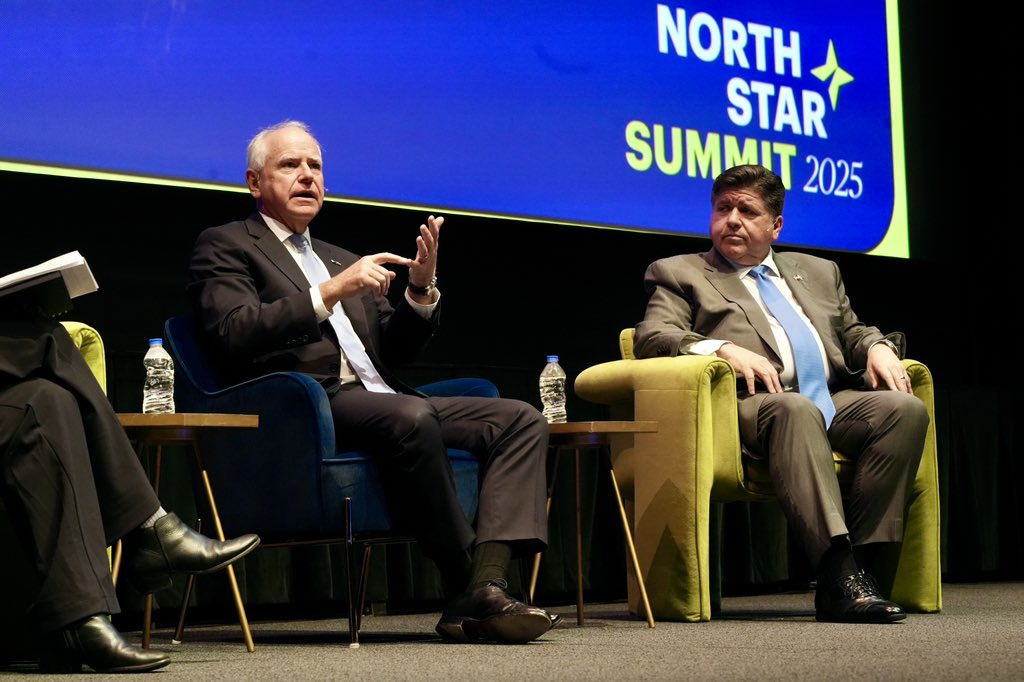 Tim_Walz's tweet image. The behavior we’re seeing from the Trump Administration - from declaring war on our cities to throwing due process out the window - is not normal.
Regardless of party, we all have a duty to stand up for law and order. Grateful to have Governor Pritzker as a partner in the fight.
