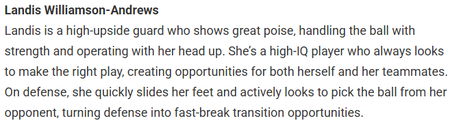 Thank you <a href="/JrAllStarMN/">Minnesota Jr. All-Star GBB</a> and <a href="/eathoops/">Elevated Athlete Training</a> for the defensive recognition! I'm super excited for my final season at <a href="/TwoRiversGBB/">Two Rivers Warriors Girls Basketball</a>  with <a href="/NiaHollie/">Nia Hollie</a>  and my teammates. Looking forward to my best season yet!