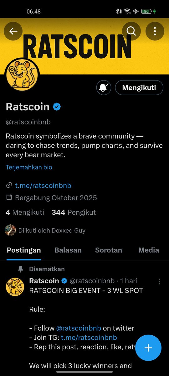 UdiRahmat33249's tweet photo. @ratscoinbnb @binance Done plis i wone wl 🙏🙏🙏 https://t.co/Juw83HtqxI