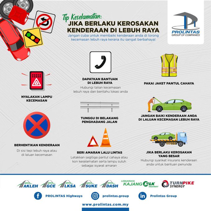 PSAPROLINTAS | Jika berlaku sebarang kerosakan atau kecemasan di lebuh raya-lebuh raya PROLINTAS, sila hubungi kami melalui talian Hotline di 1 800 22 8888. #PROLINTASHighways #InfoTrafikDASH #PesanPROLINTAS #PROLINTASAnnouncement