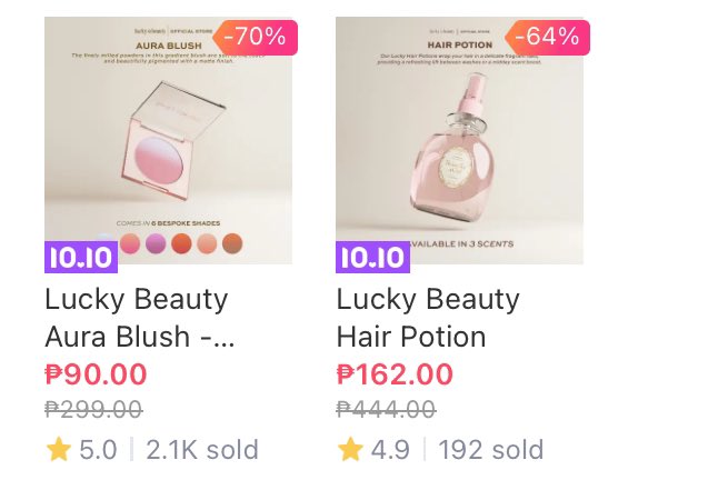 Ang mura dito ng Lucky Beauty items na nakasale! Gooo
blush: s.lazada.com.ph/s.F4Siu?cc
hair potion: s.lazada.com.ph/s.F4S9M?cc