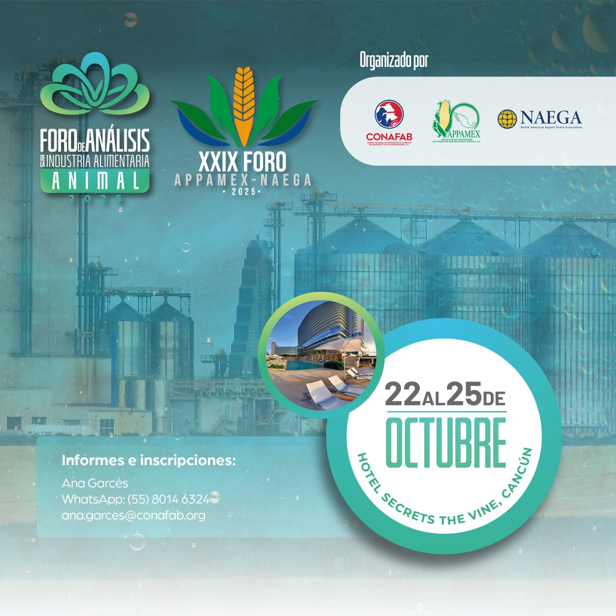 Conafab's tweet image. Vuelve el foro más relevante para la industria alimentaria animal en México.

Sé parte de un encuentro que reúne a líderes, expertos y tomadores de decisiones para compartir ideas, analizar tendencias y fortalecer relaciones dentro del sector.

Registro en eventos.conafab.org/forodeanalisis