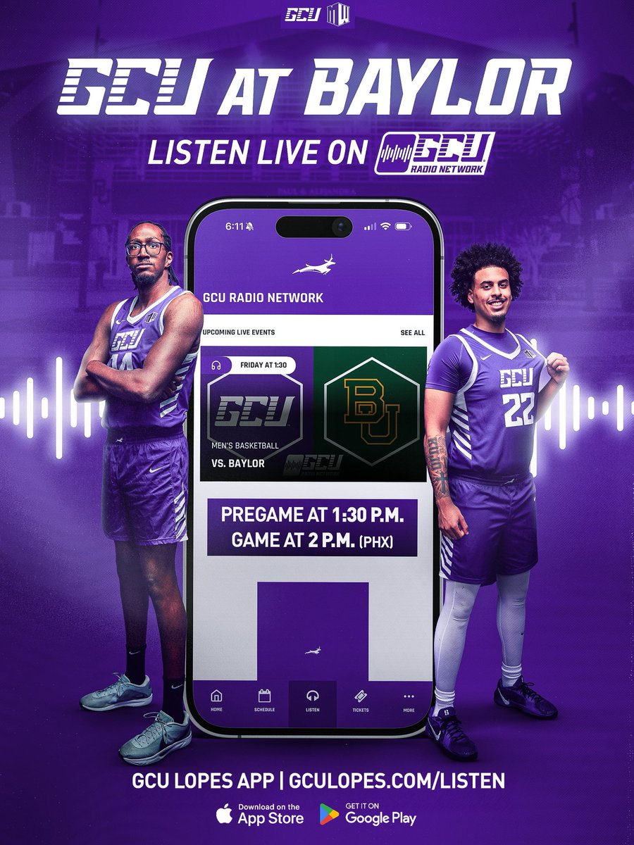 GCU_MBB's tweet image. Brothers battle in Waco this Friday ✈️

Listen live on the GCU Radio Network in the GCU Lopes app with pregame coverage beginning at 1:30 P.M.