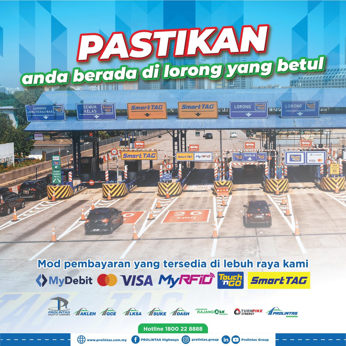 #PesanPROLINTAS Nak lepas tol tanpa stress? Pastikan korang pilih lorong betul mengikut mod pembayaran yang disediakan. Senang je, terus smooth perjalanan! 🚗📷  Dan jangan lupa, tindakan korang boleh jimatkan masa orang lain juga! #PROLINTASHighways #PSA #InfoTrafikDASH