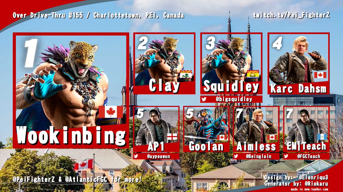 Tonight's local results from Charlottetown, PEI!
Over Drive-Thru #155!
An awesome showing from the Tekken folks!
The 3D heroes came out to duke it out! It's great to see the community come together for a great time! Can't wait to send our warriors out to Frag this Saturday!
🔥🔥