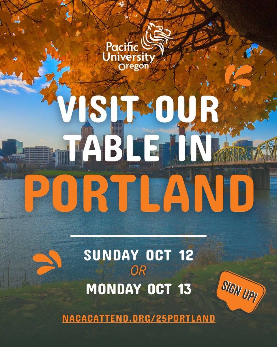 📍 Portland NACAC College Fair
🗓 Sunday, October 12 from 1:00 PM - 4:30 PM
OR 
🗓 Monday, October 13 from 9:00 AM - 12:00 PM
📍 Oregon Convention Center
✅ Free • Bring a friend • Sign up → nacacattend.org/25portland