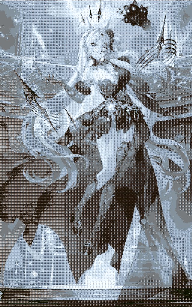 冥王ハデスの青ベースの白黒ドット絵
#とろにゃん暇潰しドット絵
#放置少女