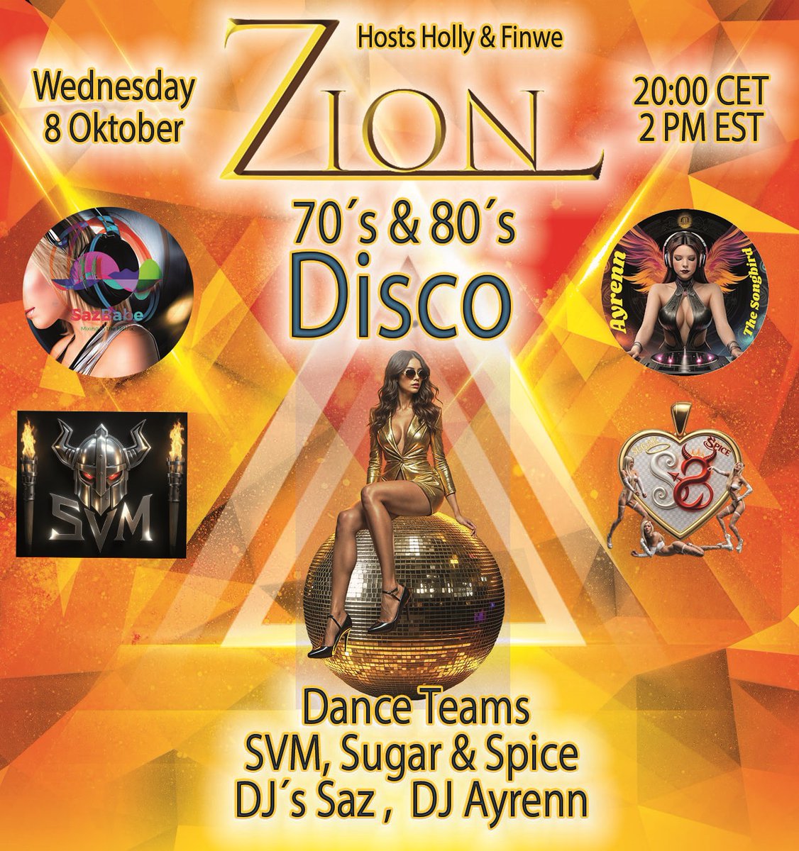 Tonight my Wife <a href="/SazBabe3dxChat/">SazBabe</a>, and I are both playing authentic 70/80s disco/funk music at ZION. Slip on your bell bottoms and come out, I will even take you to FUNKYTOWN! #3dxchat #3dxchatlife #3dxchatgame #3dxgirl #3dxchatDJ #SazRenn